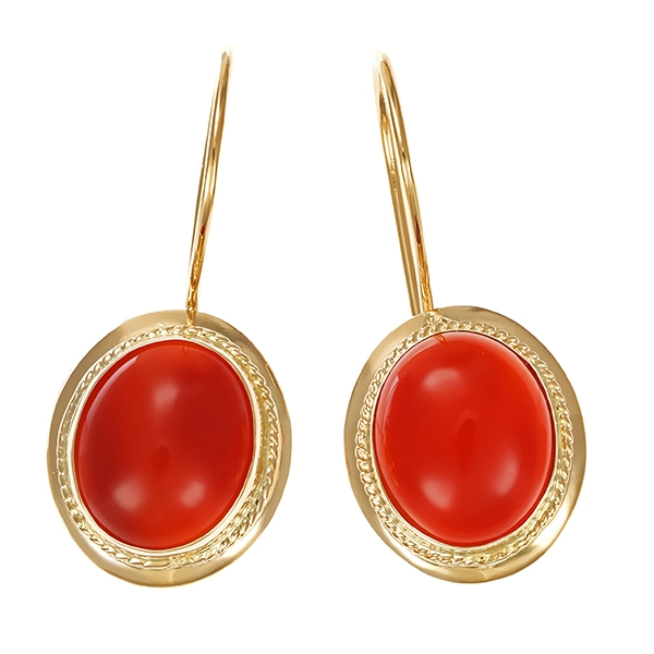 Ohrhänger, 14K, Gelbgold, Karneol
