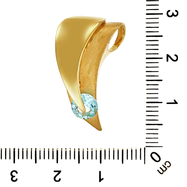 Anhänger, 14K, Gelbgold, Topas blau