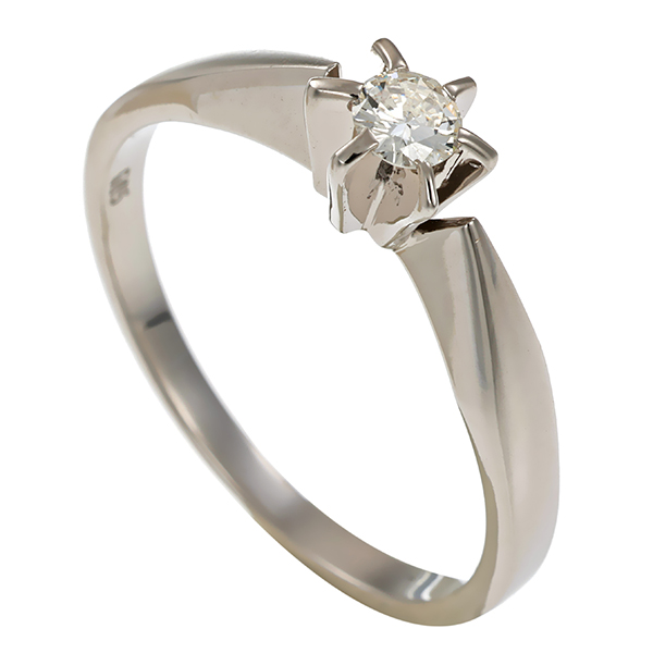 Brillantring, 14K, Weißgold, 0,15 ct