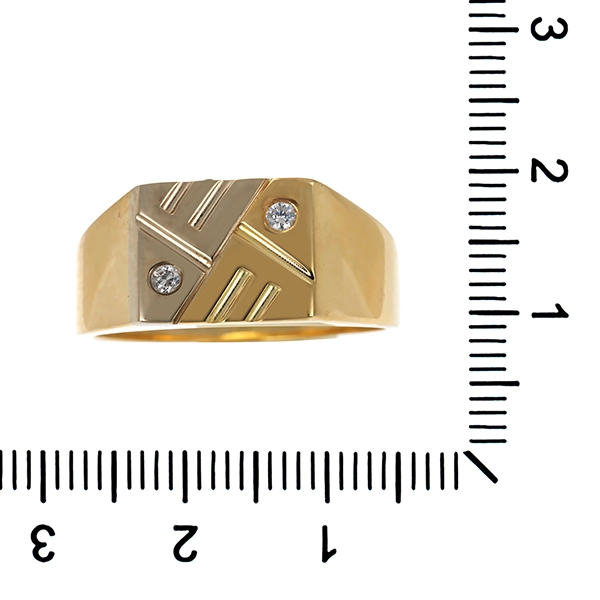 Herrenring, 14K, Gelb-/Weißgold, Zirkonia