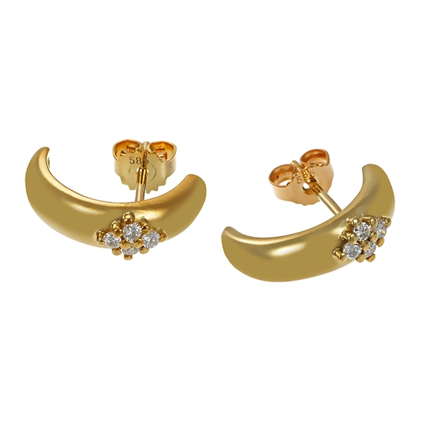 Steckcreolen, 14K, Gelbgold, Brillanten