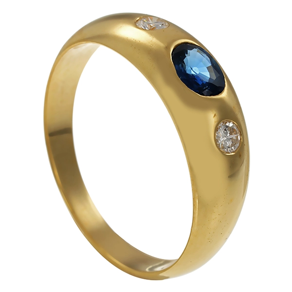 Ring, 18K, Gelbgold, Saphir, Brillanten
