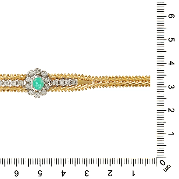 Armband, 14K, Gelb-/Weißgold, Smaragd, Brillanten, 1,00ct