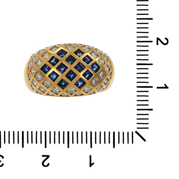 Ring, 18K, Gelbgold, Saphire, Brillanten