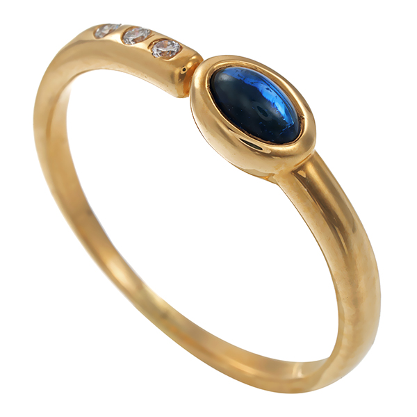 Ring, 14K, Gelbgold, Brillant, Saphir