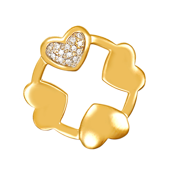 Anhänger, 18K, Gelb-/Weißgold, Brillanten, Herz