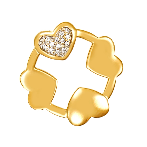 Anhänger, 18K, Gelb-/Weißgold, Brillanten, Herz