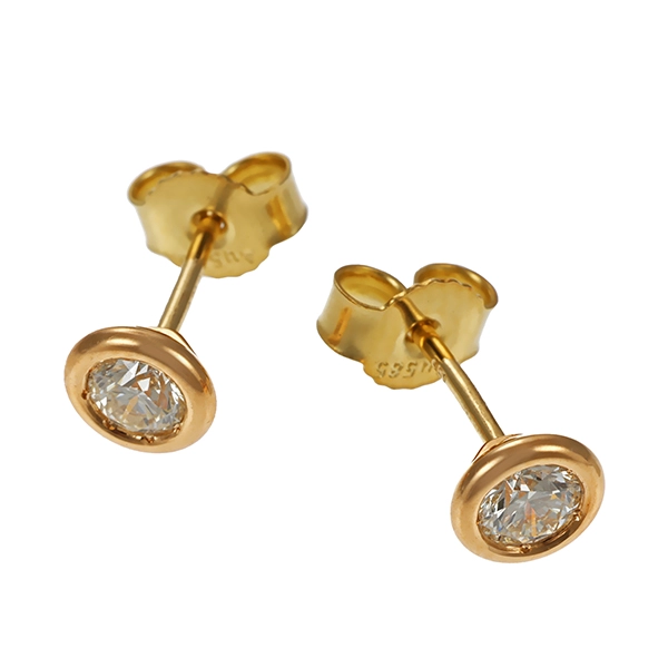 Ohrstecker, 14K, Gelbgold, Brillanten