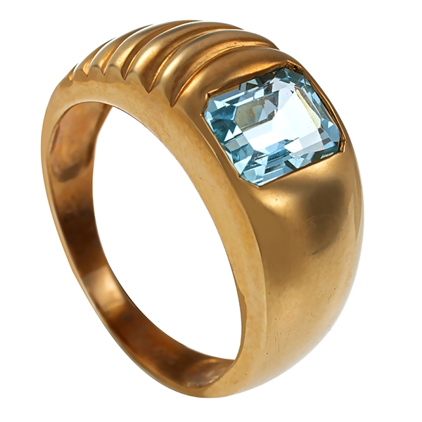 Ring, 9K, Gelbgold, Topas blau