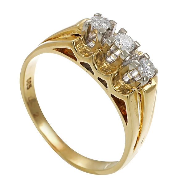 Ring, 14K, Gelb-/Weißgold, Brillanten