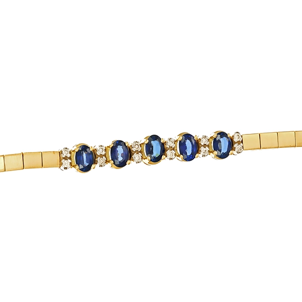Armband, 18K, Gelb-/Weißgold, Saphir, Brillant