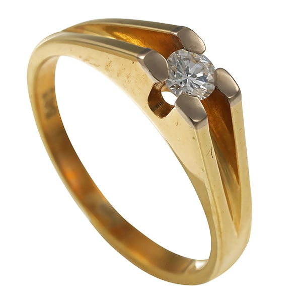 Brillantring, 14K, Gelb-/Weißgold, 0,15ct