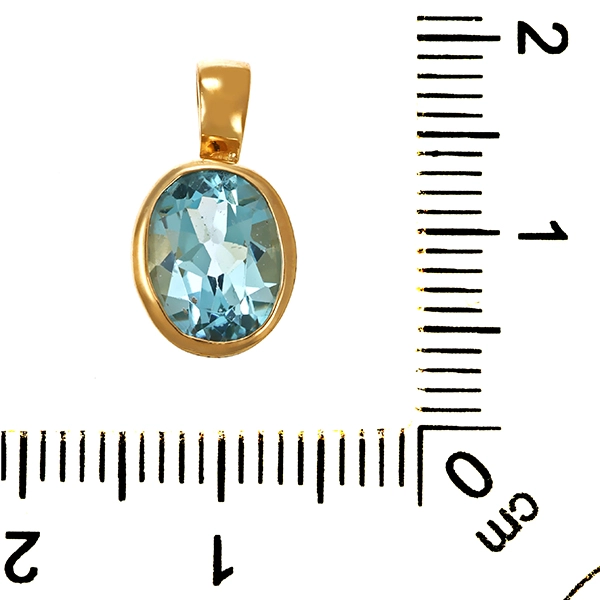 Anhänger, 14K, Gelbgold, Topas blau