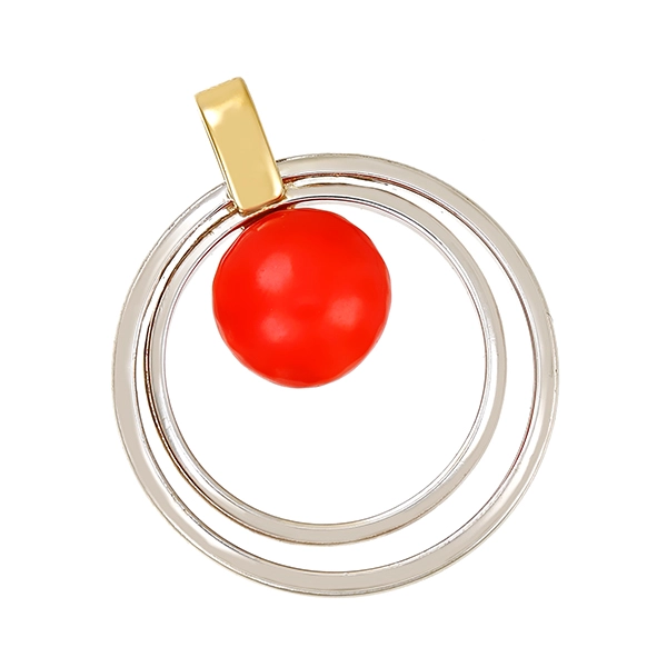 Anhänger, 14K, Gelb-/Weißgold, Koralle