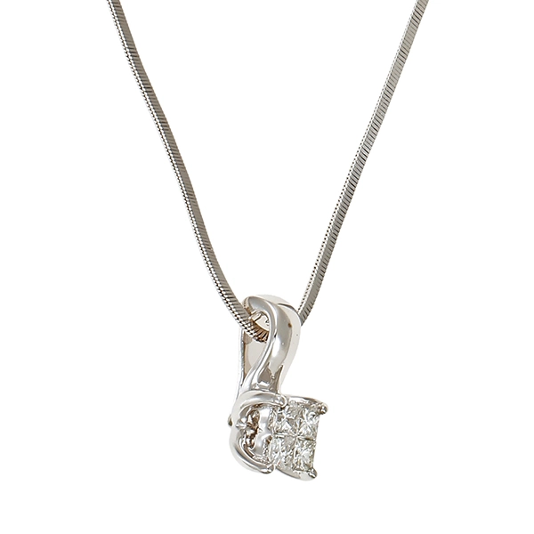 Collier, 14K, Weißgold, Schlange, Diamanten,