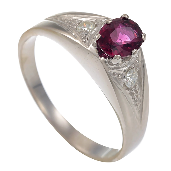 Ring, 14K, Weißgold, Rubin, Brillanten
