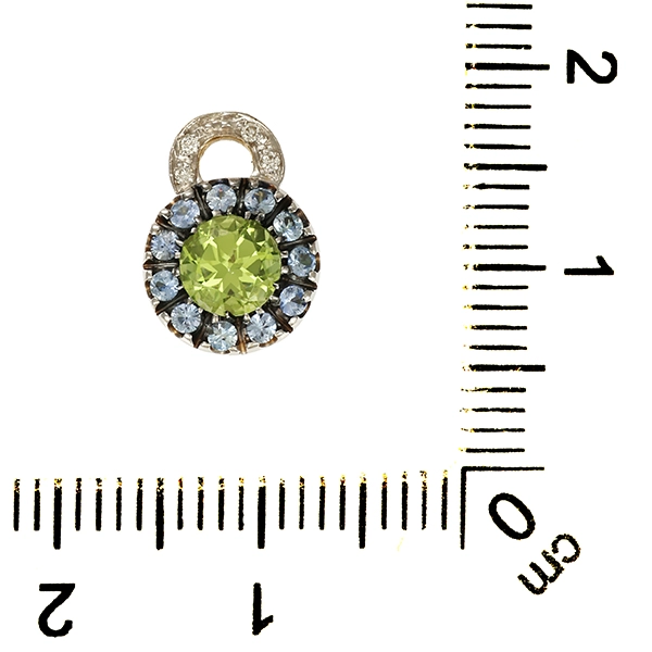 Anhänger, 18K, Weißgold, Peridot, Tansanit, Diamanten