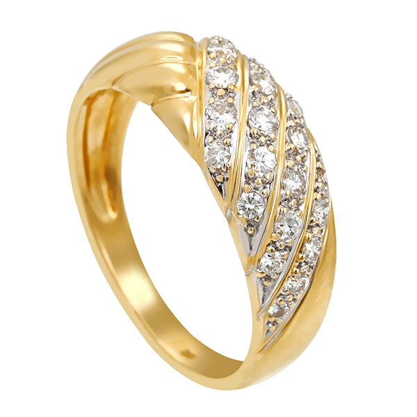 Diamantring, 18K, Gelb-/Weißgold, Brillanten 0,50 ct