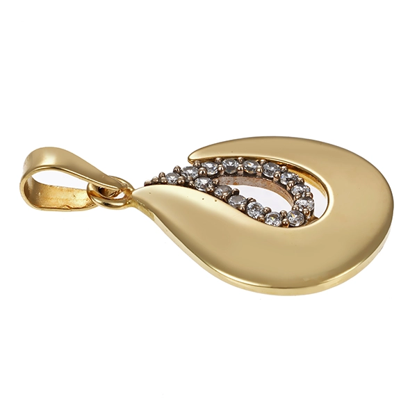 Anhänger, 14K, Gelb-/Weißgold, Zirkonia