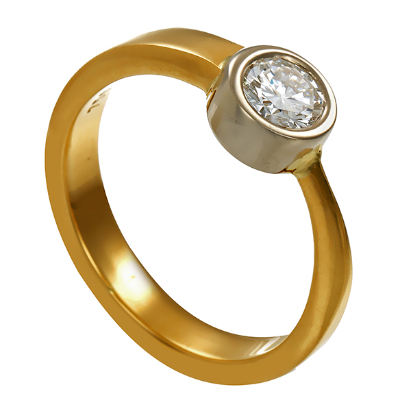 Brillantring, 18K, Gelb-/Weißgold, 0,35ct