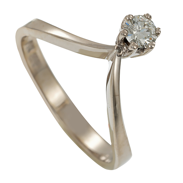 Diamantring, 14K, Weißgold, Brillant 0,19 ct