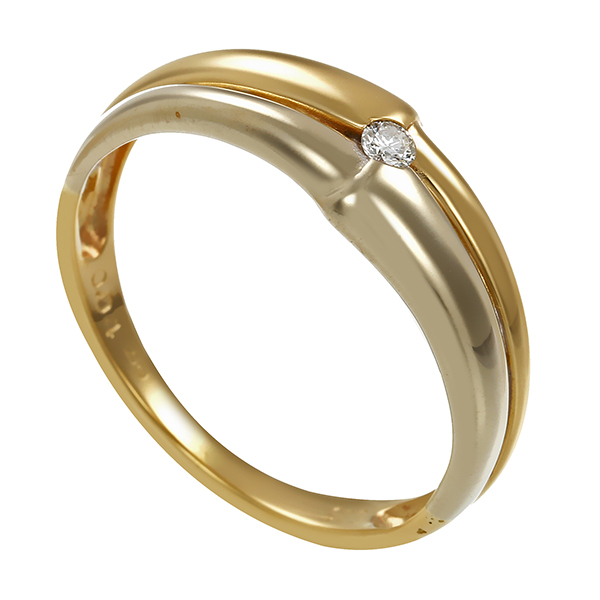 Brillantring, 14K, Gelb-/Weißgold