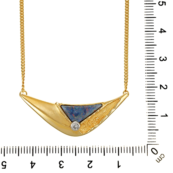 Collier, 8K, Gelbgold, Zirkonia, Opaltriplette