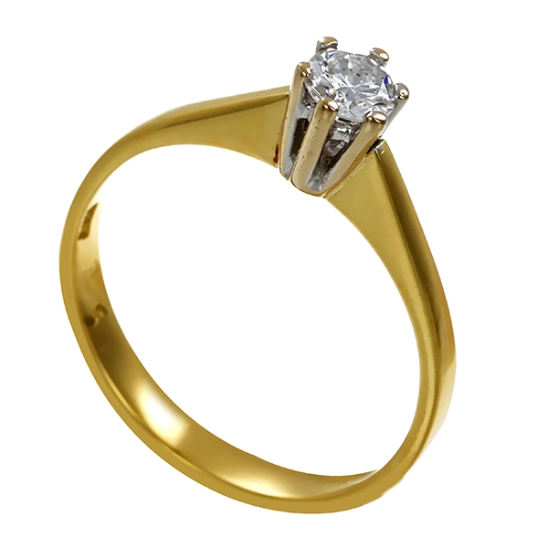 Diamantring, 14K, Gelb-/Weißgold, Brillant 0,26 ct
