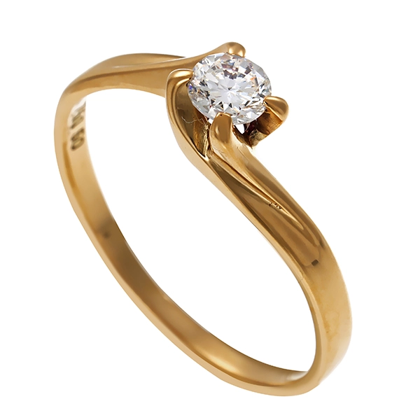 Diamantring, 18K, Gelbgold, Brillant 0,23 ct
