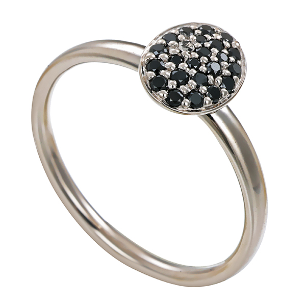 Ring, 14K, Weißgold, schwarze Diamanten