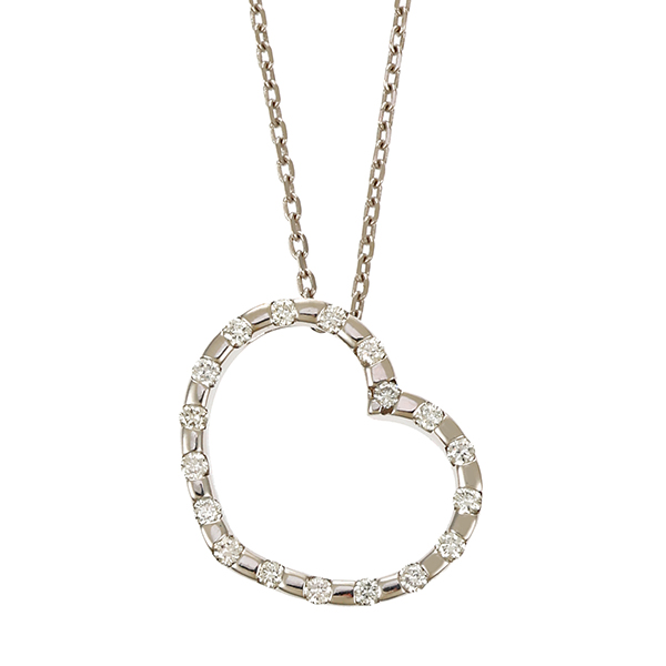 Collier, 18K, Weißgold, Herz, Brillant