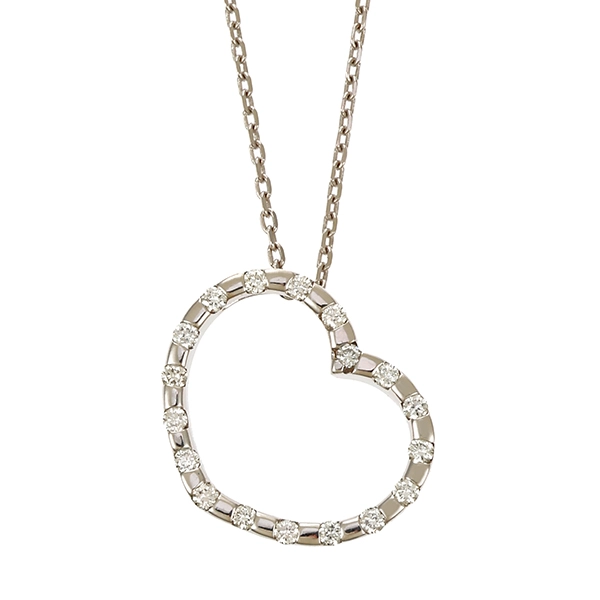 Collier, 18K, Weißgold, Herz, Brillant