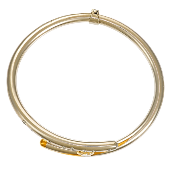 Armreif, 950 Platin/Gelbgold, Brillanten