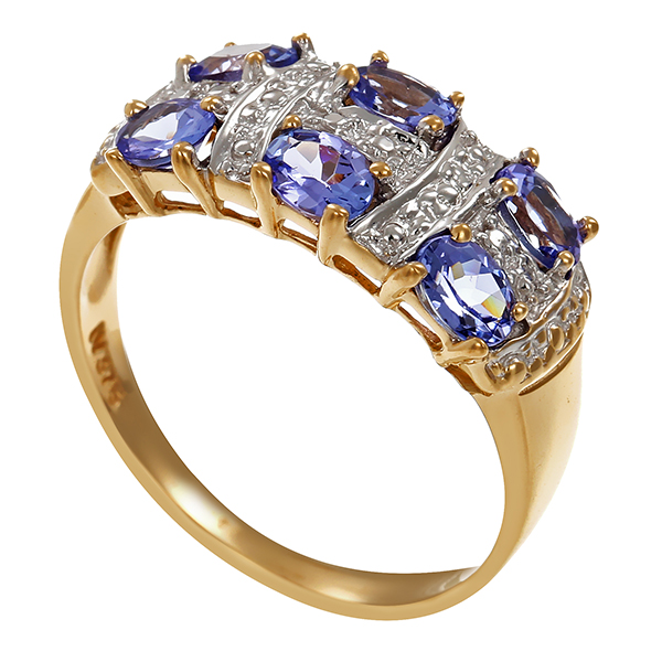 Ring, 9K, Gelb-/Weißgold, Tansanite