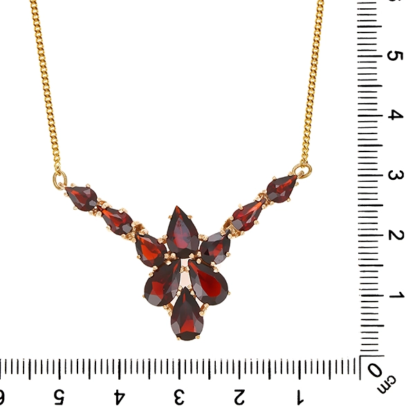 Collier, 8K, Gelbgold, Granat