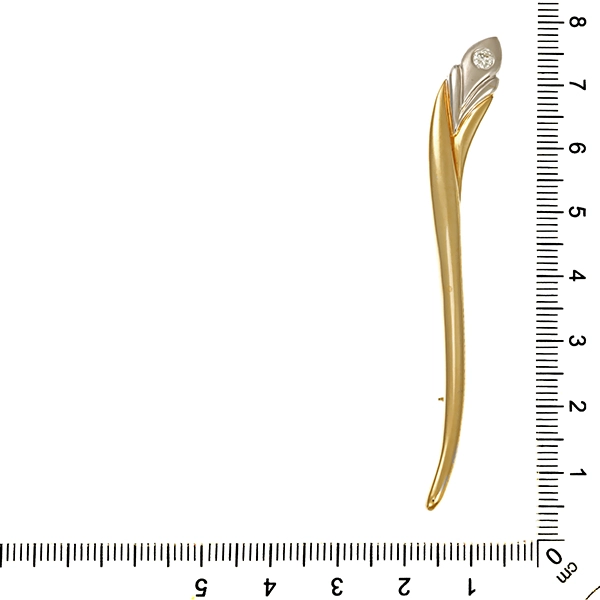 Brosche, 14K, Gelb-/Weißgold, Brillant 0,11 ct