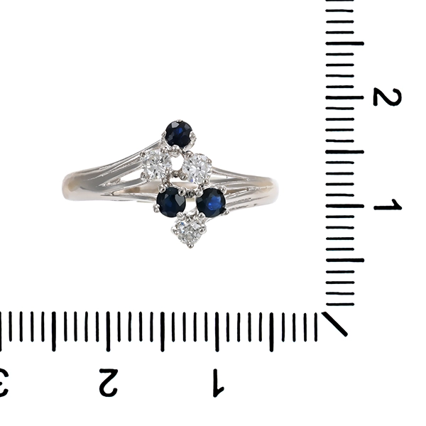 Ring, 14K, Weißgold, Brillanten, Saphire