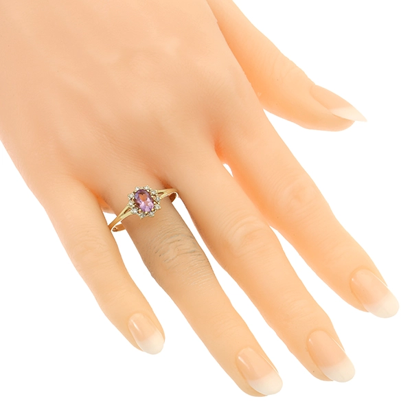 Ring, 18K, Gelbgold, Amethyst, Diamanten