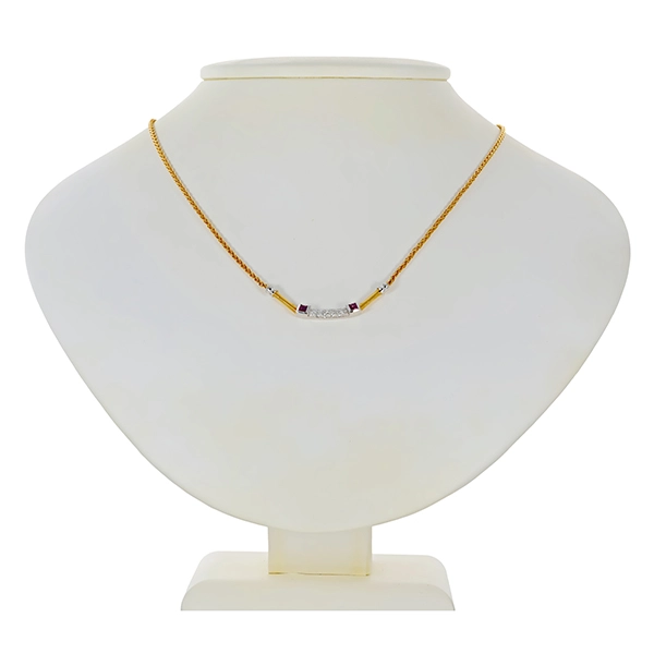 Collier, 18K, Gelb-/Weißgold, Rubin, Brillant