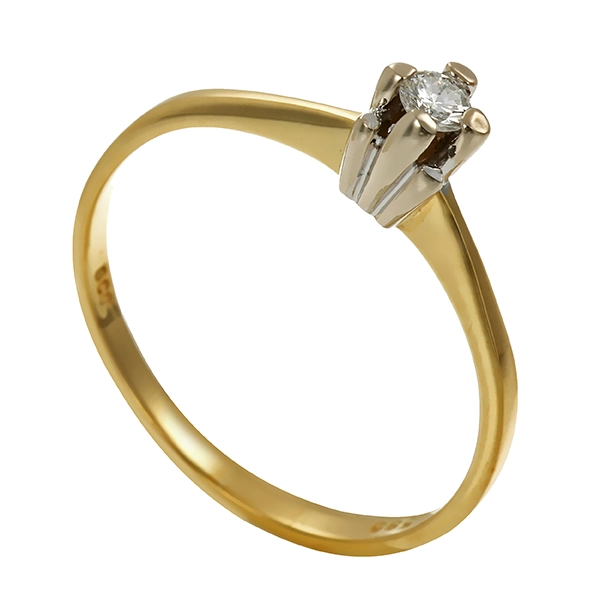 Brillantring, 14K, Gelb-/Weißgold