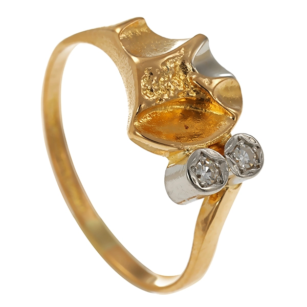 Diamantring, 18K, Gelb-/Weißgold, Diamanten