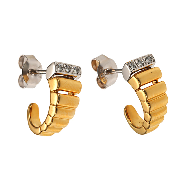 Steckcreolen, 14K, Gelb-/Weißgold, Brillanten