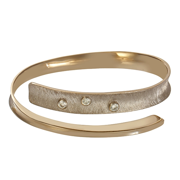 Armreif, 14K, Weiß-/Gelbgold, Handarbeit, Brillanten 0,50 ct