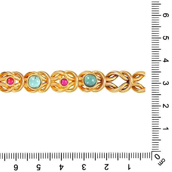 Armband, 14K, Gelbgold, Rubin, Turmalin