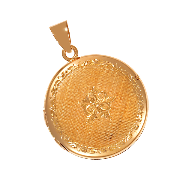 Medaillon, 18K, Gelbgold, Gravur Blume