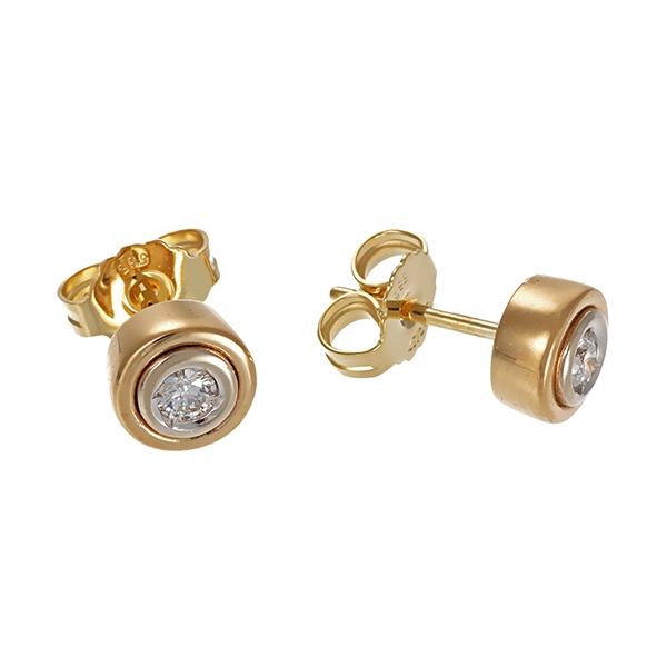 Ohrstecker, 14K, Gelb-/Weißgold, Brillanten