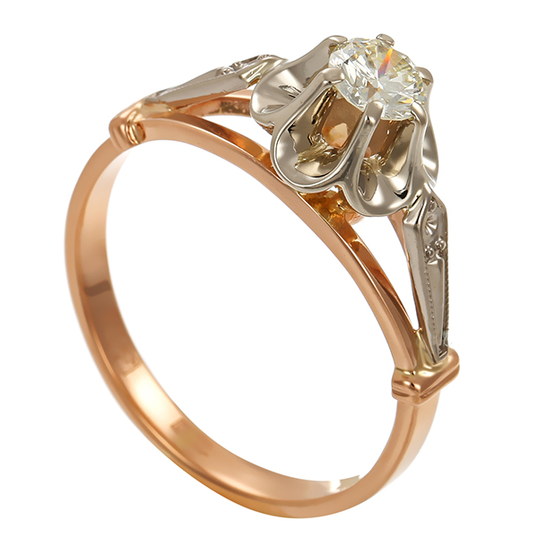 Diamantring, 14K, Weiß-/Rotgold, Brillant 0,35 ct