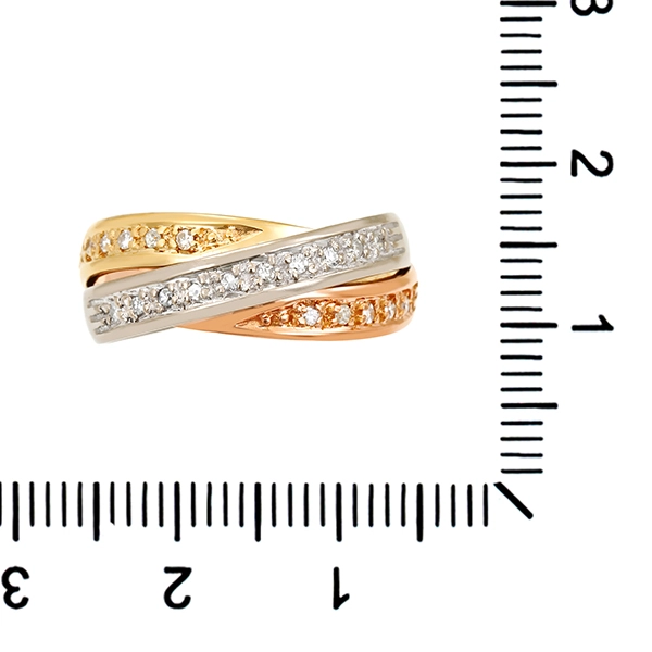 Diamantring, 14K, Rot,-Weiß-/Gelbgold