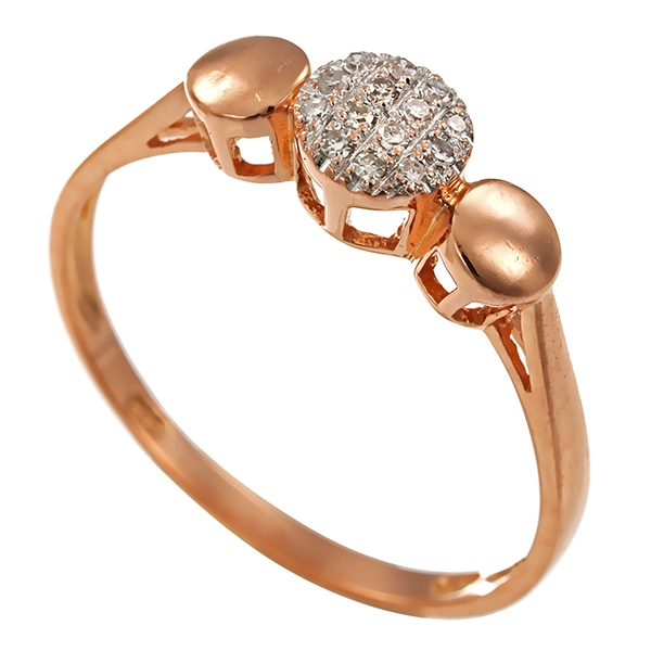 Diamantring, 14K, Rotgold, Diamanten