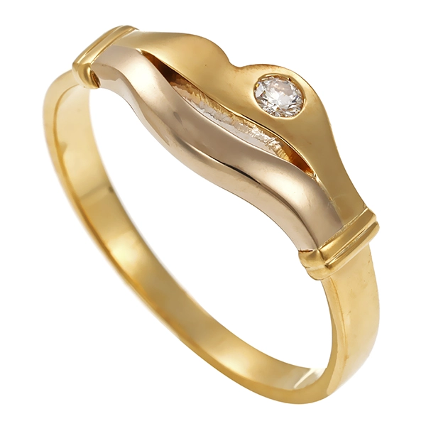 Brillantring, 18K, Gelb-/Weißgold